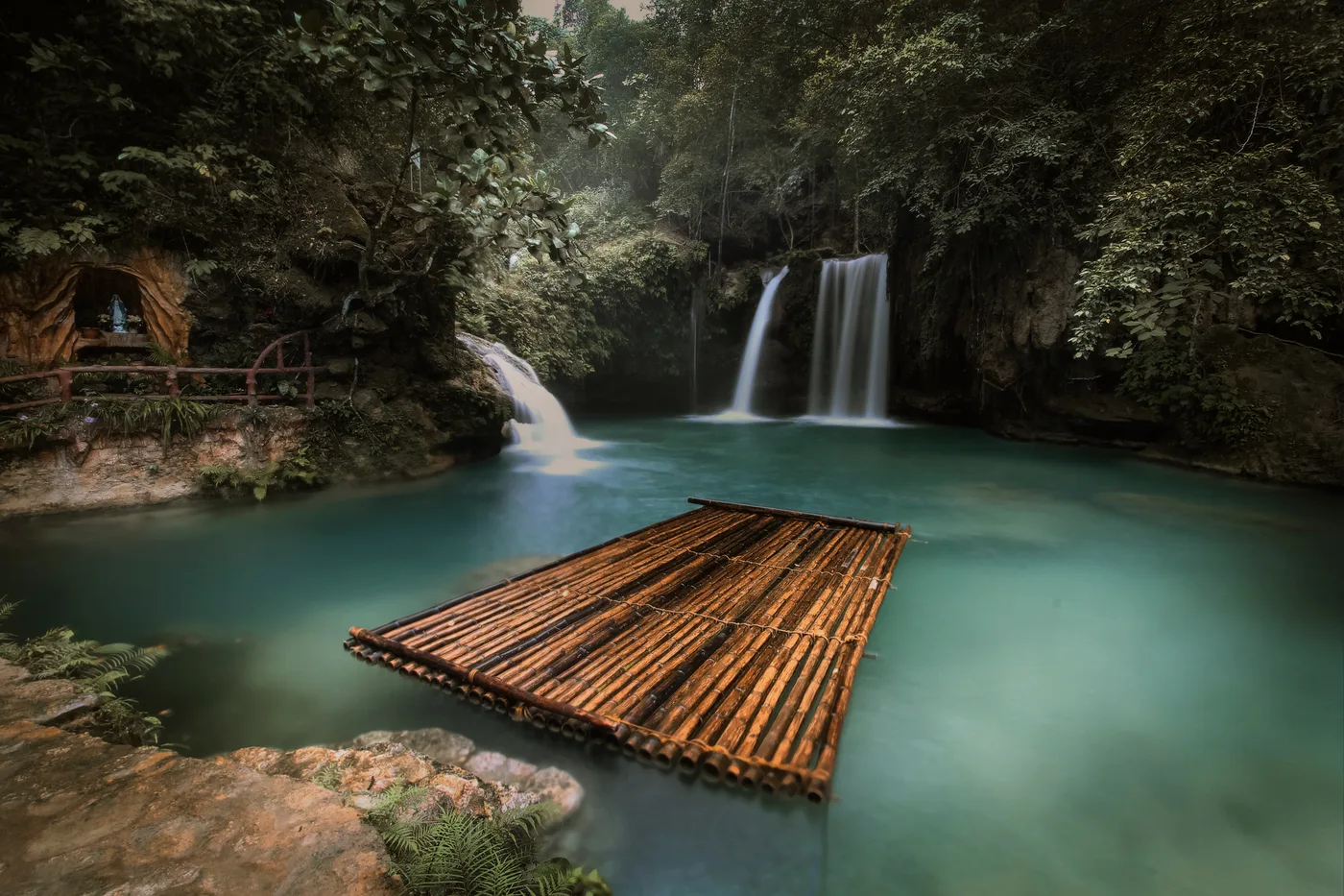 Turquoise pool and waterfall at Kawasan Falls in Badian, Cebu